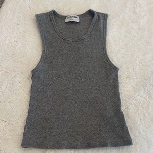 LNA Gray Ribbed Tank Top